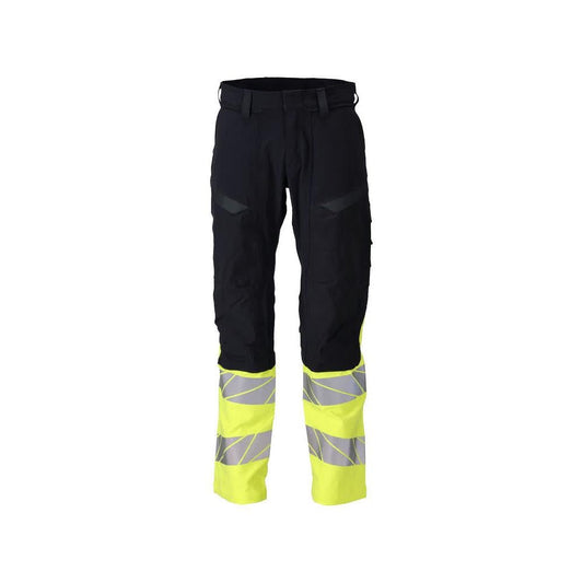 Pantaloni, buzunare pentru genunchi, pantaloni ULTIMATE STRETCH Multisafe, negru albastru/galben hi-vis