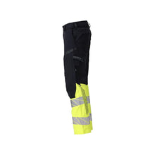 Pantaloni, buzunare pentru genunchi, pantaloni ULTIMATE STRETCH Multisafe, negru albastru/galben hi-vis