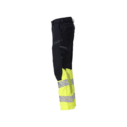 Pantaloni, buzunare pentru genunchi, pantaloni ULTIMATE STRETCH Multisafe, negru albastru/galben hi-vis