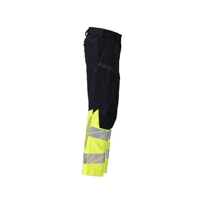 Pantaloni, buzunare pentru genunchi, pantaloni ULTIMATE STRETCH Multisafe, negru albastru/galben hi-vis