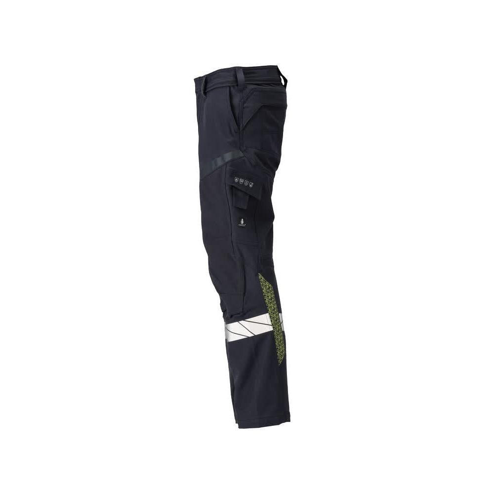 Pantaloni, buzunare pentru genunchi, pantaloni ULTIMATE STRETCH Multisafe, negru albastru/galben hi-vis