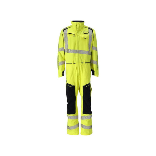 Salopetă, buzunare pentru genunchi, combinație de inserții elastice Multisafe, mare vizibilitate galben/negru-albastru