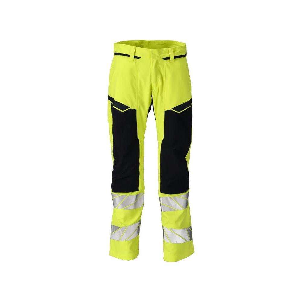 Pantaloni cu buzunare pentru genunchi, inserții elastice Pantaloni Multisafe, hi-vis galben/negru-albastru