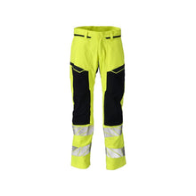 Pantaloni cu buzunare pentru genunchi, inserții elastice Pantaloni Multisafe, hi-vis galben/negru-albastru