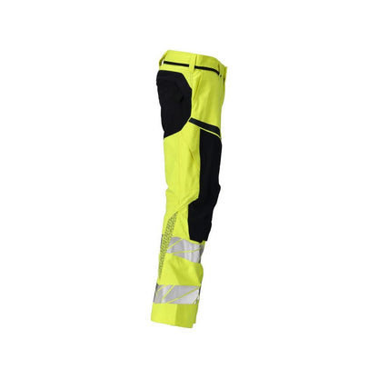 Pantaloni cu buzunare pentru genunchi, inserții elastice Pantaloni Multisafe, hi-vis galben/negru-albastru