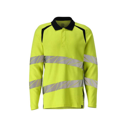 Tricou polo, tricou polo cu mâneci lungi Multisafe, galben/negru-albastru de mare vizibilitate
