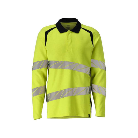 Tricou polo, tricou polo cu mâneci lungi Multisafe, galben/negru-albastru de mare vizibilitate
