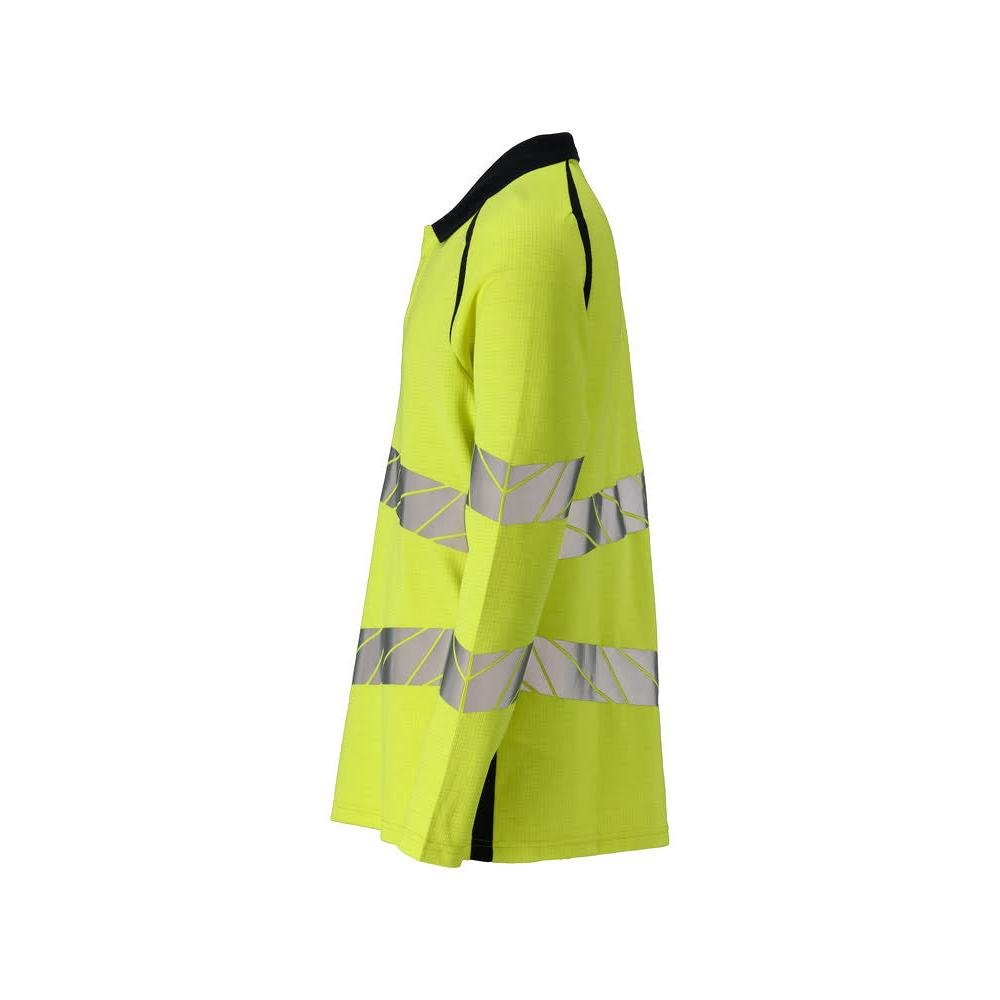 Tricou polo, tricou polo cu mâneci lungi Multisafe, galben/negru-albastru de mare vizibilitate