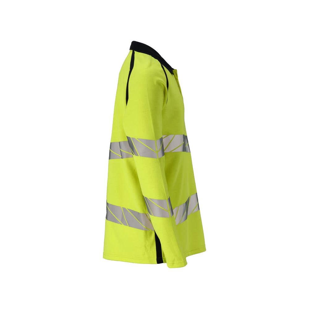 Tricou polo, tricou polo cu mâneci lungi Multisafe, galben/negru-albastru de mare vizibilitate
