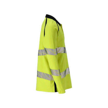 Tricou polo, tricou polo cu mâneci lungi Multisafe, galben/negru-albastru de mare vizibilitate