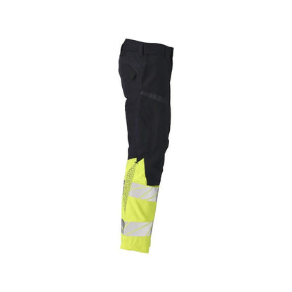 Pantaloni cu buzunare pentru genunchi, inserții elastice Pantaloni Multisafe, negru albastru/galben hi-vis
