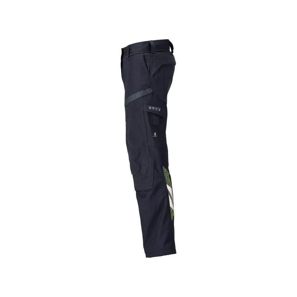 Pantaloni cu buzunare pentru genunchi, pantaloni Multisafe dama, negru albastru/galben hi-vis
