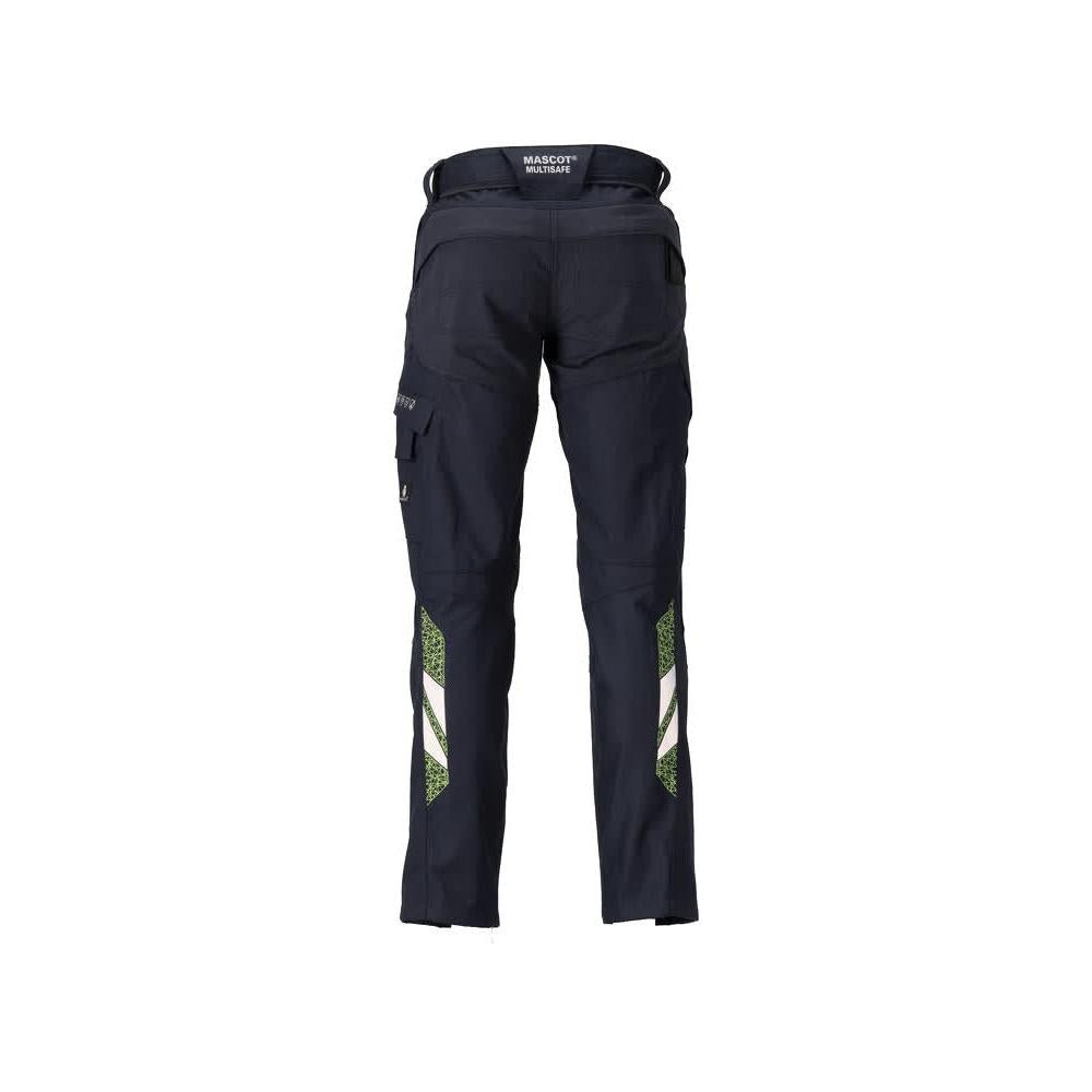 Pantaloni cu buzunare pentru genunchi, pantaloni Multisafe dama, negru albastru/galben hi-vis
