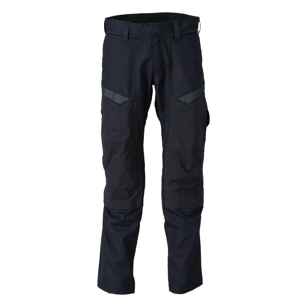 Pantaloni cu buzunare pentru genunchi, inserții elastice Pantaloni Multisafe, negru albastru/galben hi-vis