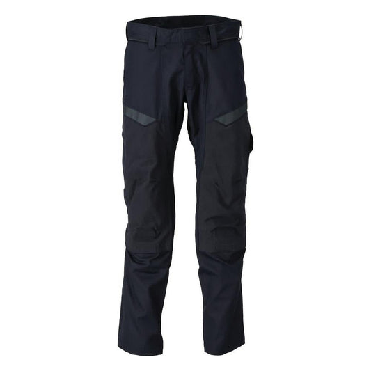 Pantaloni cu buzunare pentru genunchi, inserții elastice Pantaloni Multisafe, negru albastru/galben hi-vis