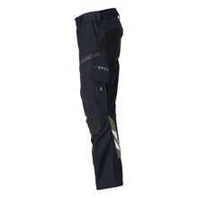 Pantaloni cu buzunare pentru genunchi, inserții elastice Pantaloni Multisafe, negru albastru/galben hi-vis