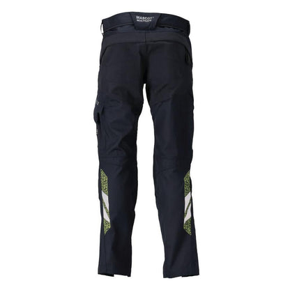 Pantaloni cu buzunare pentru genunchi, inserții elastice Pantaloni Multisafe, negru albastru/galben hi-vis