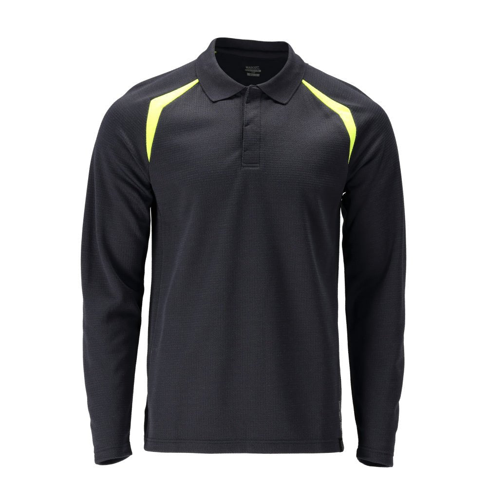 Tricou polo, tricou polo cu mâneci lungi Multisafe, negru albastru/galben hi-vis