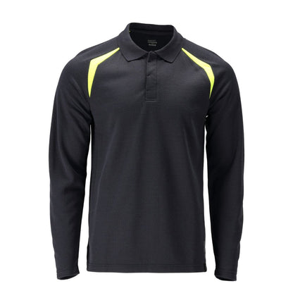 Tricou polo, tricou polo cu mâneci lungi Multisafe, negru albastru/galben hi-vis