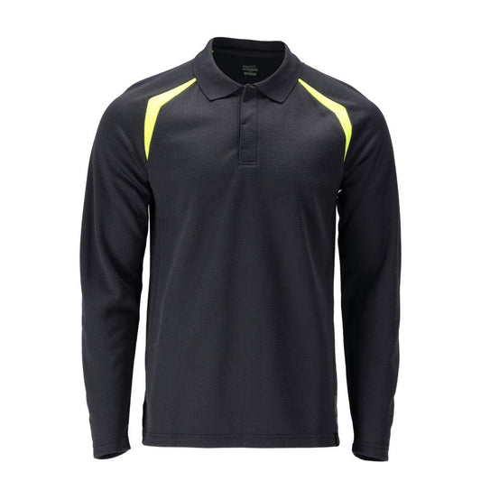Tricou polo, tricou polo cu mâneci lungi Multisafe, negru albastru/galben hi-vis