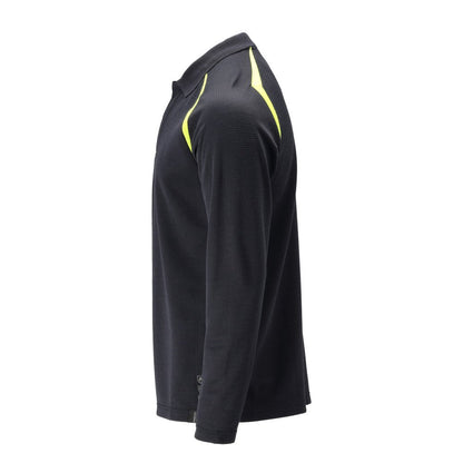 Tricou polo, tricou polo cu mâneci lungi Multisafe, negru albastru/galben hi-vis