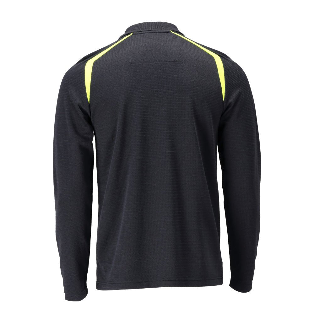 Tricou polo, tricou polo cu mâneci lungi Multisafe, negru albastru/galben hi-vis