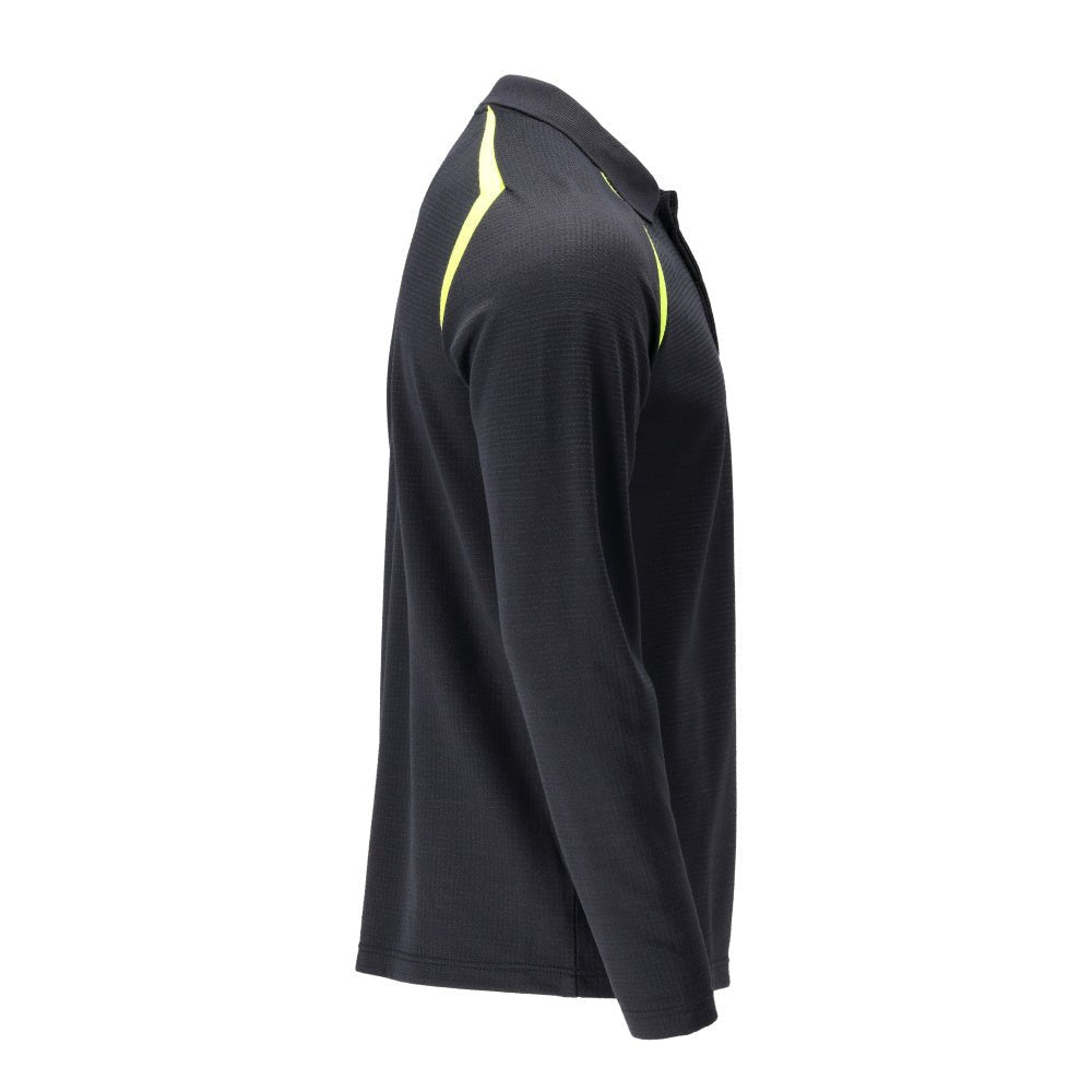 Tricou polo, tricou polo cu mâneci lungi Multisafe, negru albastru/galben hi-vis