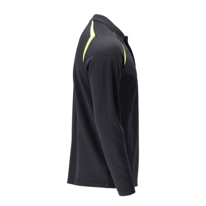 Tricou polo, tricou polo cu mâneci lungi Multisafe, negru albastru/galben hi-vis