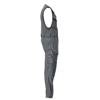Pantaloni combinati cu buzunare pentru genunchi, pantaloni combinati stretch, gri antracit