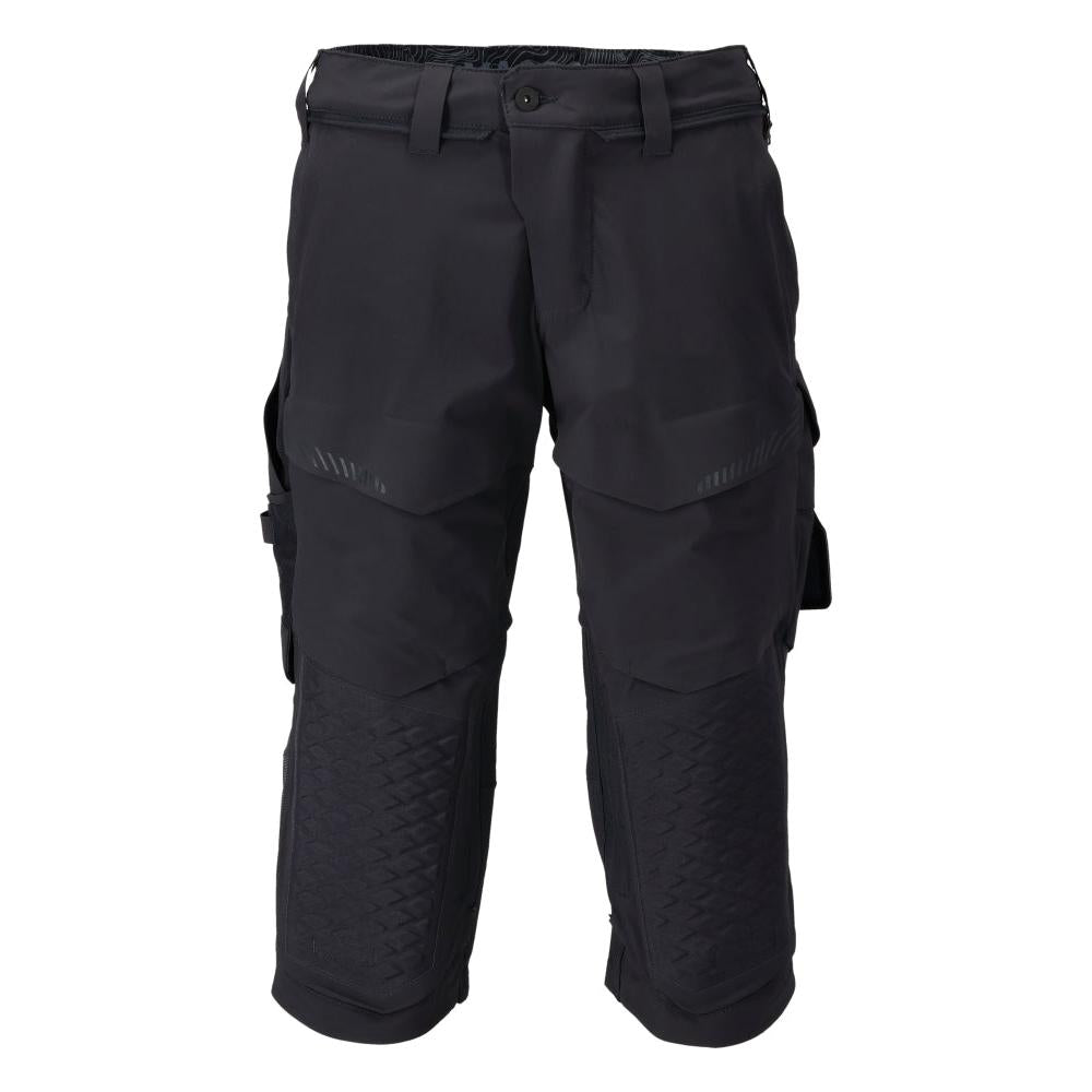 Pantaloni trei sferturi, buzunare pentru genunchi, pantaloni trei sferturi de artizan stretch, negru-albastru