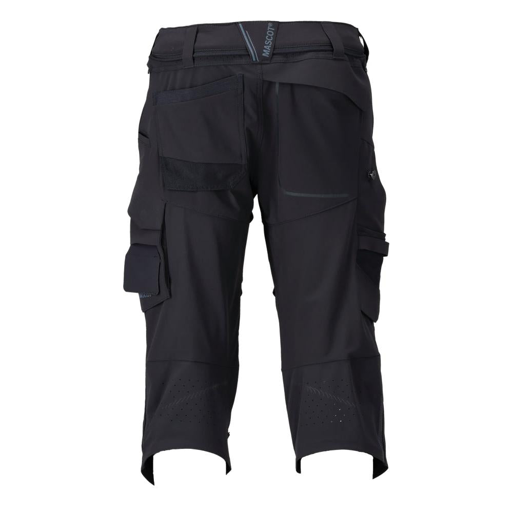 Pantaloni trei sferturi, buzunare pentru genunchi, pantaloni trei sferturi de artizan stretch, negru-albastru