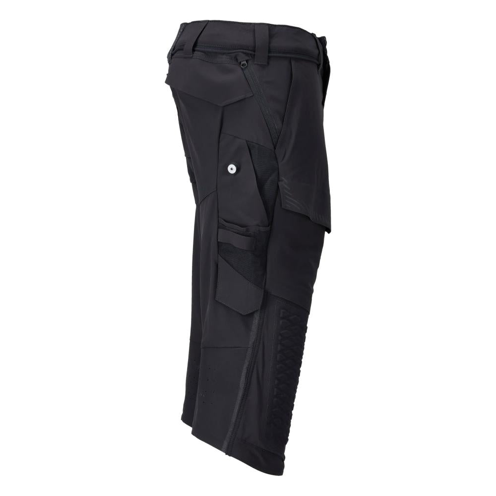 Pantaloni trei sferturi, buzunare pentru genunchi, pantaloni trei sferturi de artizan stretch, negru-albastru