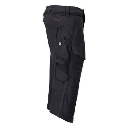Pantaloni trei sferturi, buzunare pentru genunchi, pantaloni trei sferturi de artizan stretch, negru-albastru