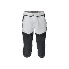 Pantaloni trei sferturi, buzunare pentru genunchi, pantaloni trei sferturi de artizan stretch, alb/gri antracit