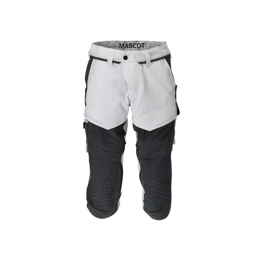 Pantaloni trei sferturi, buzunare pentru genunchi, pantaloni trei sferturi de artizan stretch, alb/gri antracit