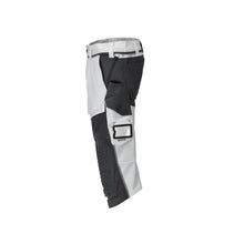 Pantaloni trei sferturi, buzunare pentru genunchi, pantaloni trei sferturi de artizan stretch, alb/gri antracit