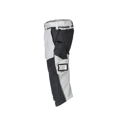 Pantaloni trei sferturi, buzunare pentru genunchi, pantaloni trei sferturi de artizan stretch, alb/gri antracit
