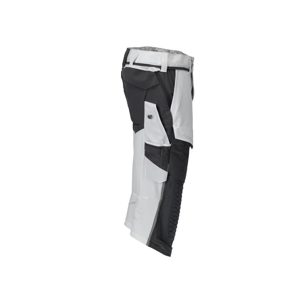 Pantaloni trei sferturi, buzunare pentru genunchi, pantaloni trei sferturi de artizan stretch, alb/gri antracit