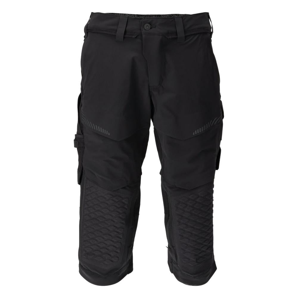 Pantaloni trei sferturi, buzunare pentru genunchi, pantaloni trei sferturi de artizan stretch, negri