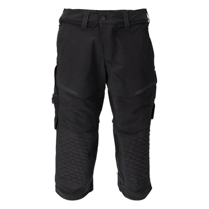 Pantaloni trei sferturi, buzunare pentru genunchi, pantaloni trei sferturi de artizan stretch, negri