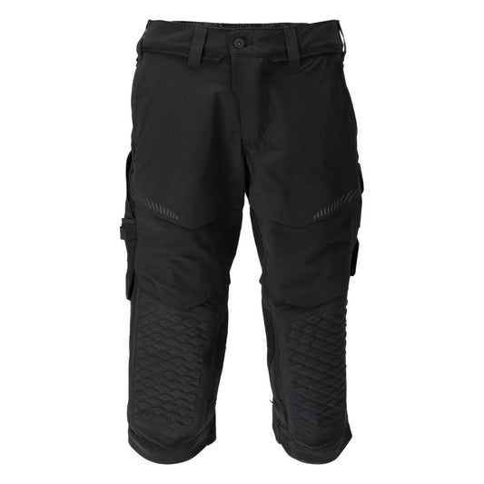 Pantaloni trei sferturi, buzunare pentru genunchi, pantaloni trei sferturi de artizan stretch, negri