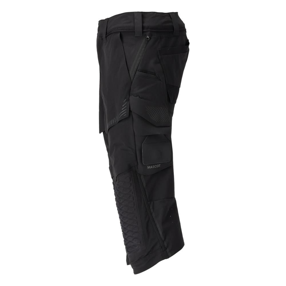Pantaloni trei sferturi, buzunare pentru genunchi, pantaloni trei sferturi de artizan stretch, negri