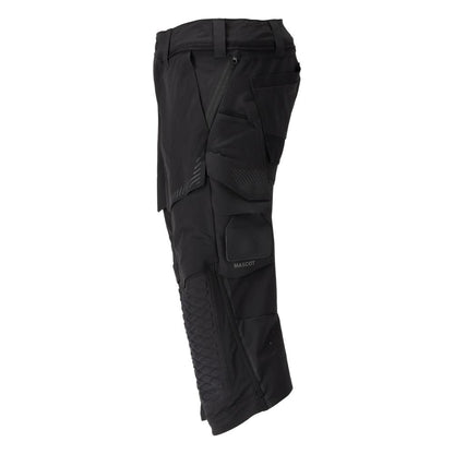 Pantaloni trei sferturi, buzunare pentru genunchi, pantaloni trei sferturi de artizan stretch, negri