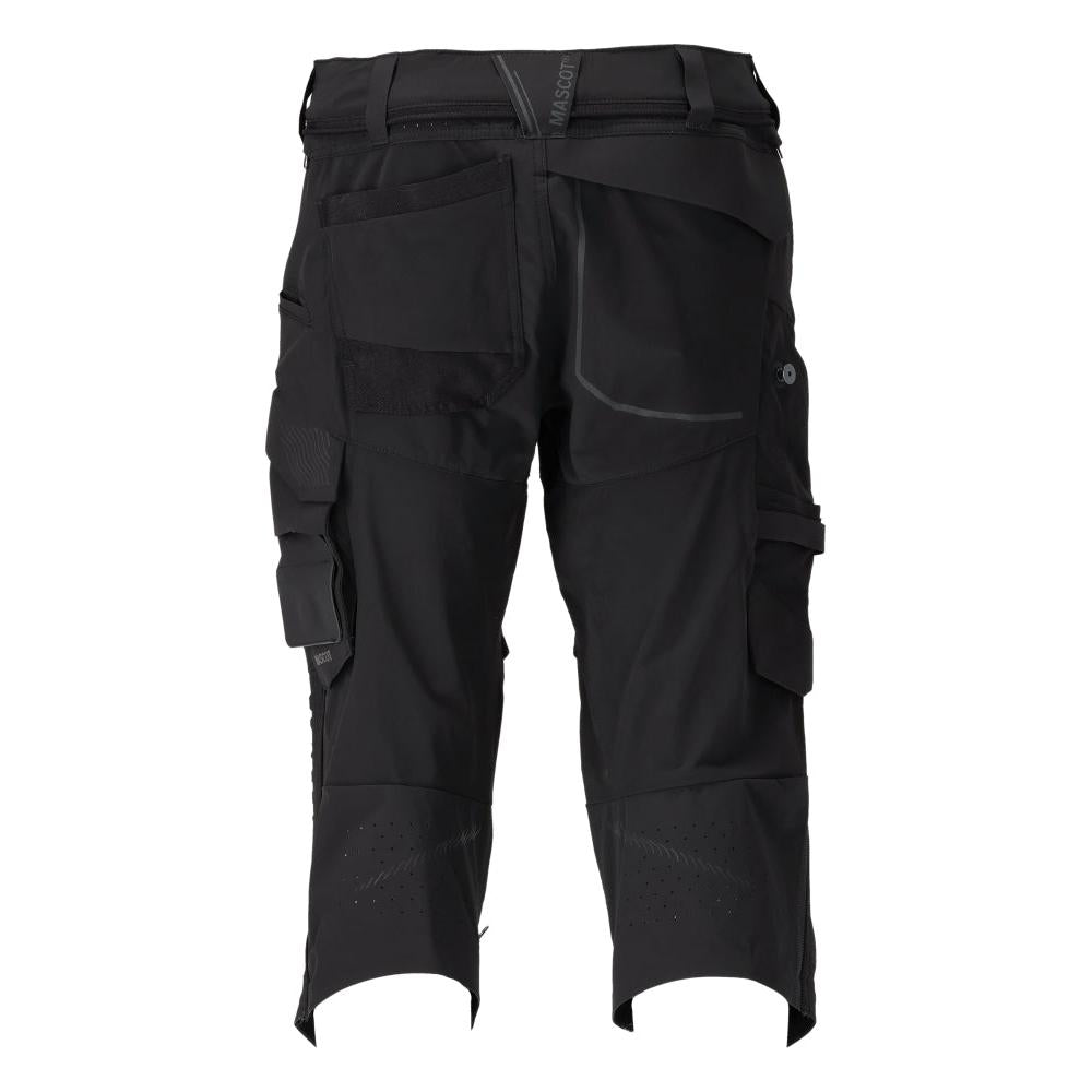 Pantaloni trei sferturi, buzunare pentru genunchi, pantaloni trei sferturi de artizan stretch, negri