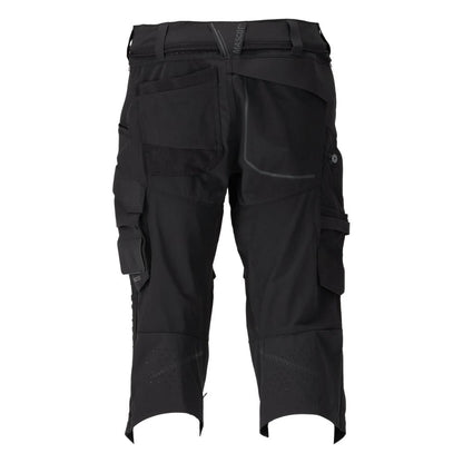 Pantaloni trei sferturi, buzunare pentru genunchi, pantaloni trei sferturi de artizan stretch, negri
