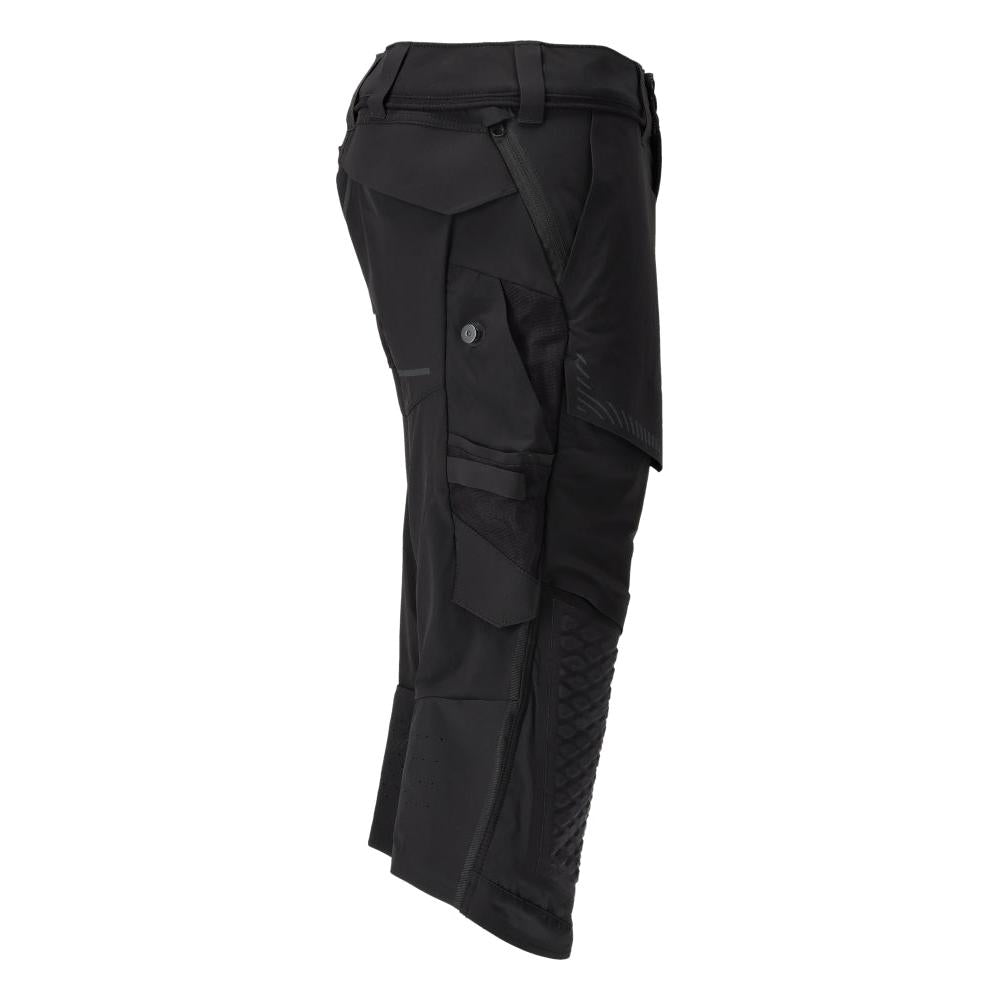 Pantaloni trei sferturi, buzunare pentru genunchi, pantaloni trei sferturi de artizan stretch, negri