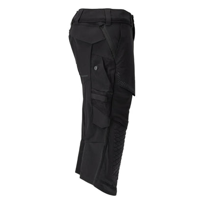 Pantaloni trei sferturi, buzunare pentru genunchi, pantaloni trei sferturi de artizan stretch, negri