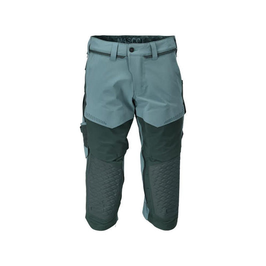 Pantaloni trei sferturi, buzunare pentru genunchi, pantaloni trei sferturi de artizan stretch, verde pădure deschis/verde pădure
