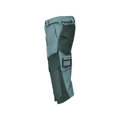 Pantaloni trei sferturi, buzunare pentru genunchi, pantaloni trei sferturi de artizan stretch, verde pădure deschis/verde pădure