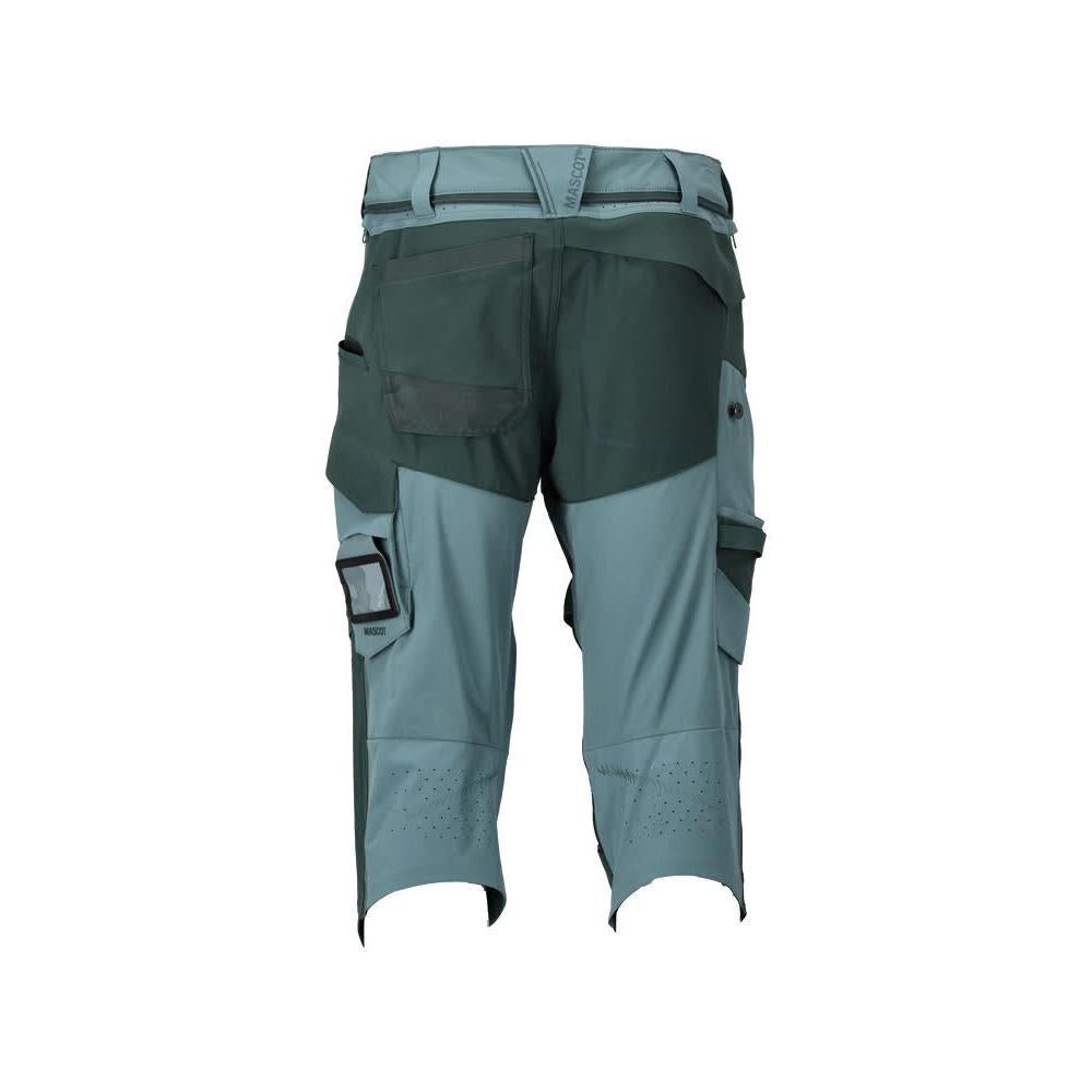 Pantaloni trei sferturi, buzunare pentru genunchi, pantaloni trei sferturi de artizan stretch, verde pădure deschis/verde pădure